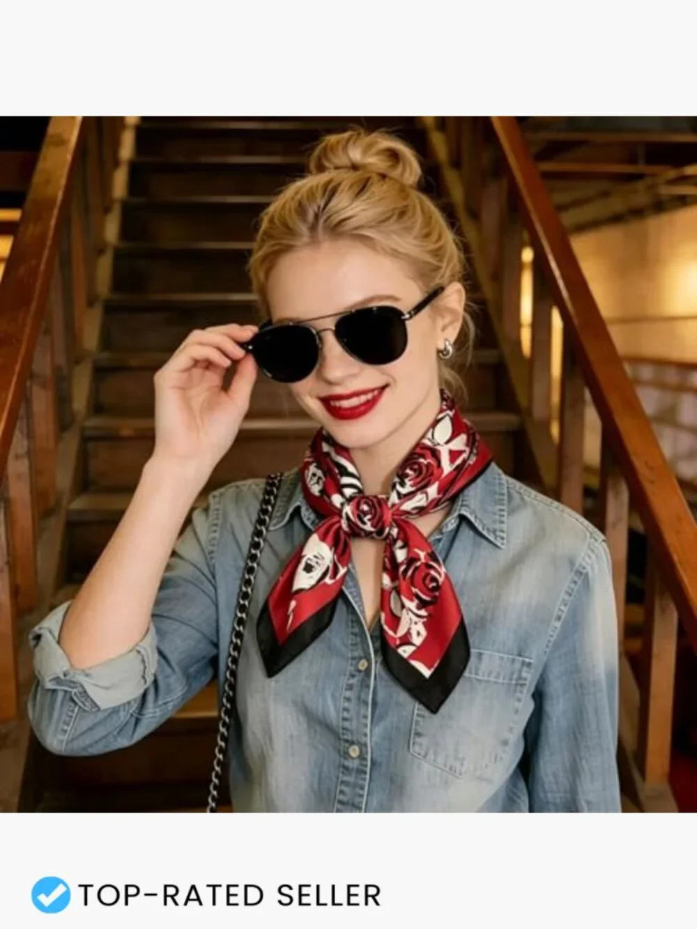 Silk Feel Square Head Scarf 27.5 Inch Versatile Hair Neck Scarf Bandana Wrap